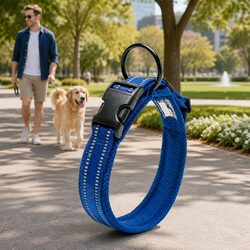 Dependable 3XL Blue Dog Collar with Reflective Elements