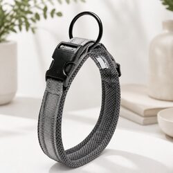 XS Grey Dog Collar: Reflective & Secure for Easy Walking