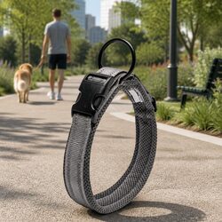 Heavy Duty Reflective Dog Collar 2XL Safety Lock Clip Buckle Stainless Steel O