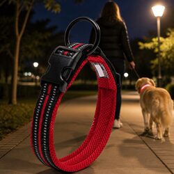 Concise Heavy Duty Dog Collar with Reflective Features