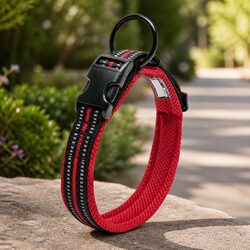 Concise Heavy Duty Dog Collar with Reflective Lock XL