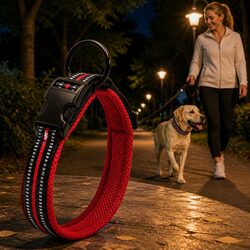 Heavy Duty Reflective Dog Collar with Safety Lock Clip Buckle Red 3XL