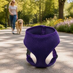 Lightweight Purple Dog Harness with D Ring, M Size