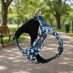 Dog Harness Floral Design Lightweight Adjustable Reflective Strap Pet Walking