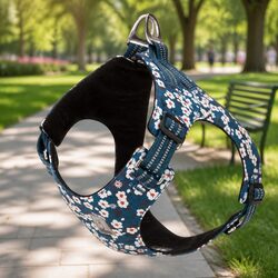 Reflective Floral Dog Harness with Adjustable Straps