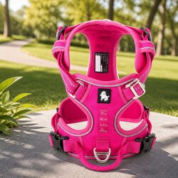No Pull Dog Harness Adjustable Reflective Pet Harness with Handle Small Pink