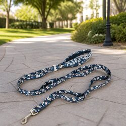 Floral Design Dog Lead with Soft Neoprene Handle and Snap Hook Small