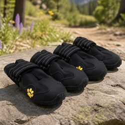 Dog Shoes Booties Outdoor Adventure Weatherproof Reflectors Velcro Straps Black