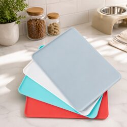 Silicone Pet Food Mat Waterproof Non-Slip Dog Cat Bowl Feeding Placemat Blue