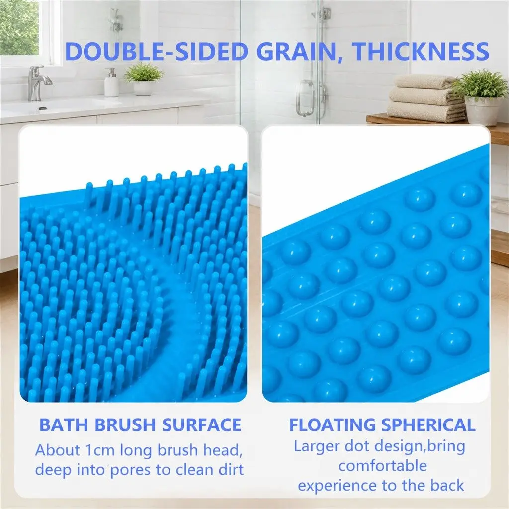 Silicone Bath Scrub Brush Purple 60x11cm Double-sided Exfoliating Tool