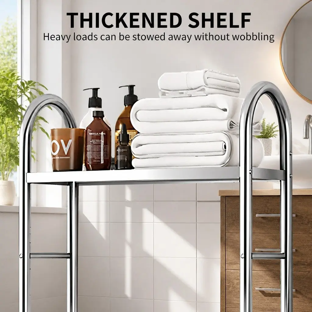 Storage Rack Silver 110x48x25cm Stainless Steel Over Washer Toilet Organiser