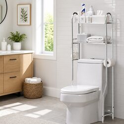 Compact 2-Tier Bathroom Organizer with Stainless Steel Finish