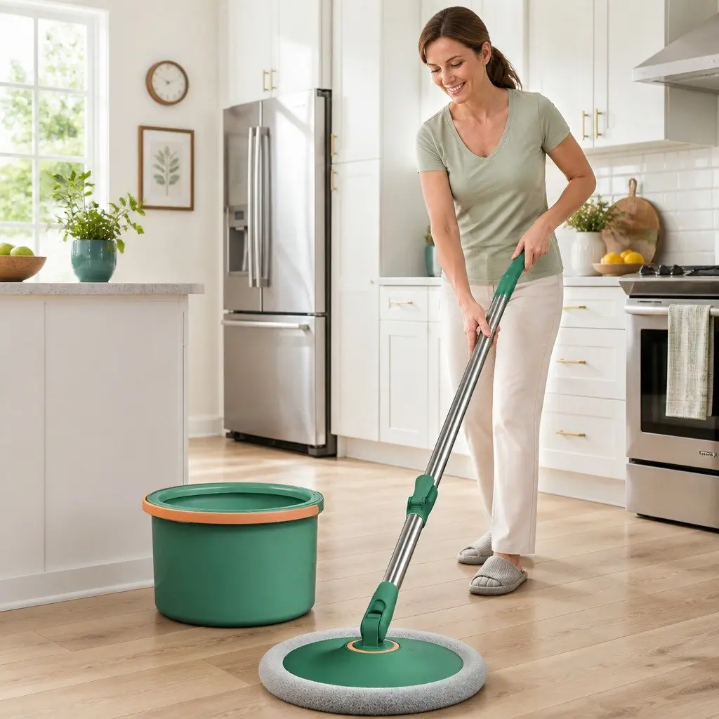 Rotary Flat Mop Green Hand-Wash-Free Sewage Separation Cleaning Tool