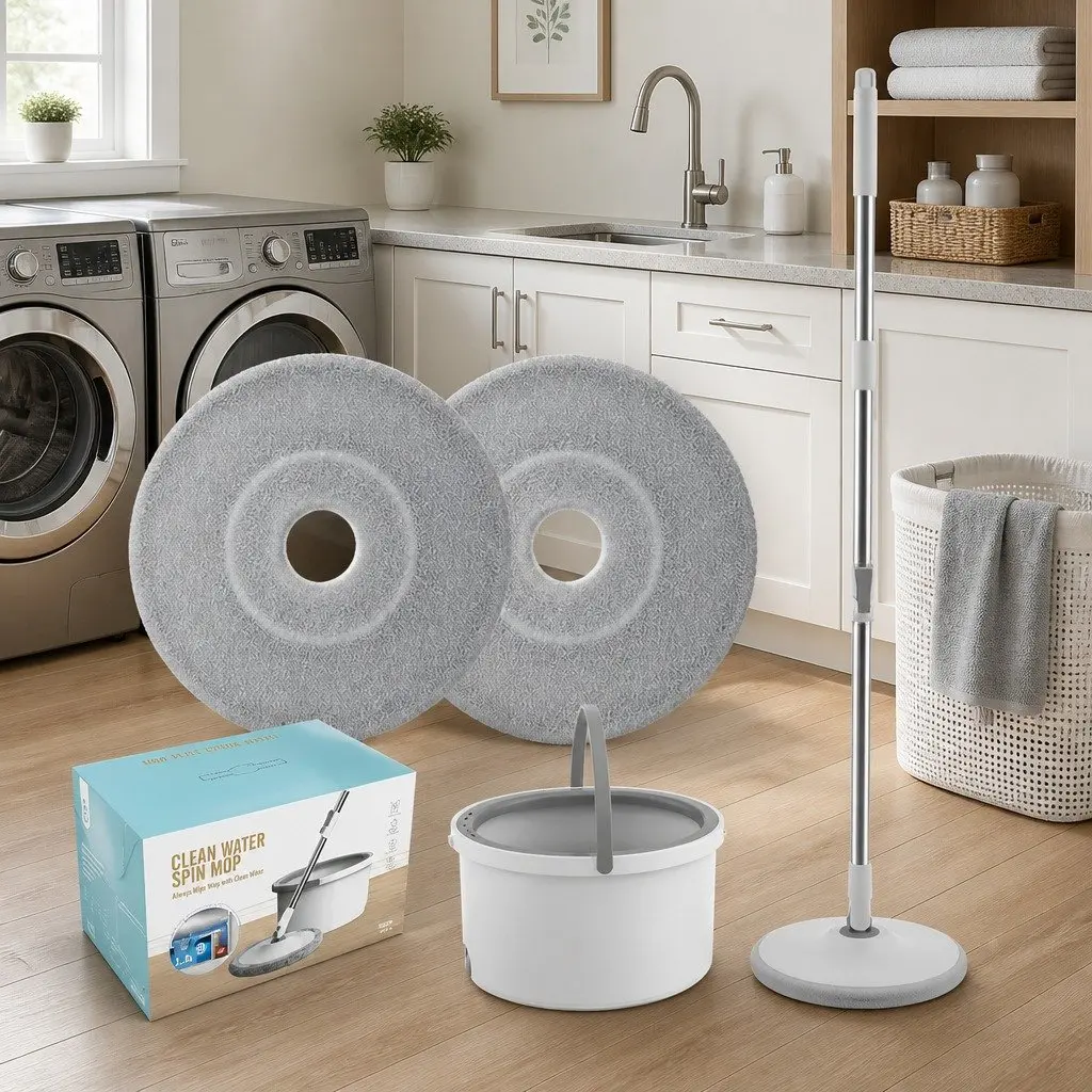 Flat Mop Grey White 102x18x23cm Rotary Hand-Wash-Free Sewage Separation Cleaning