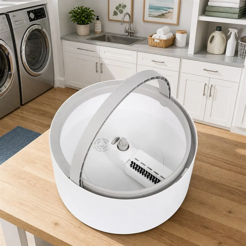 Flat Mop Grey White 102x18x23cm Rotary Hand-Wash-Free Sewage Separation Cleaning