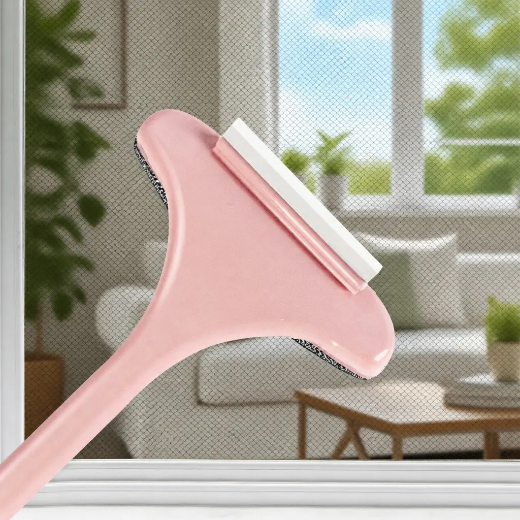 Double Sided Window Cleaner Brush Pink Multifunctional Cleaning Tool