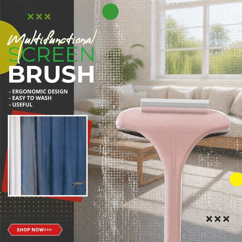 Double Sided Window Cleaner Brush Pink Multifunctional Cleaning Tool