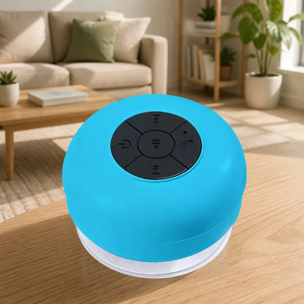 Portable Bluetooth Speaker Blue Waterproof Suction Cup Hands-Free