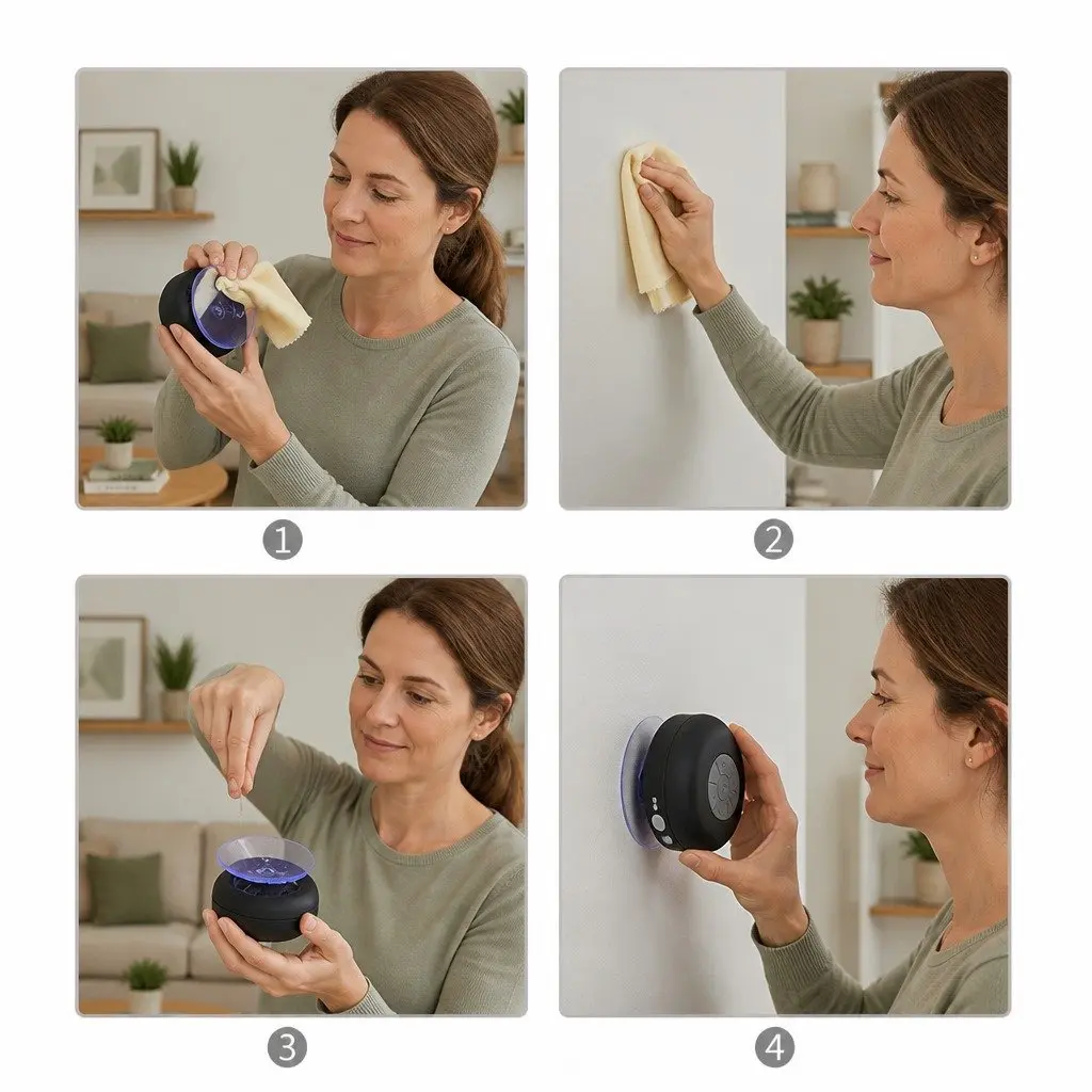Portable Bluetooth Speaker Blue Waterproof Suction Cup Hands-Free