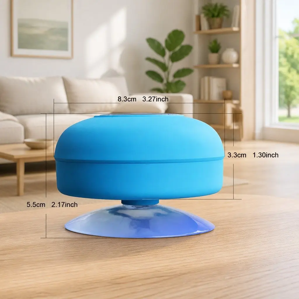 Portable Bluetooth Speaker Blue Waterproof Suction Cup Hands-Free