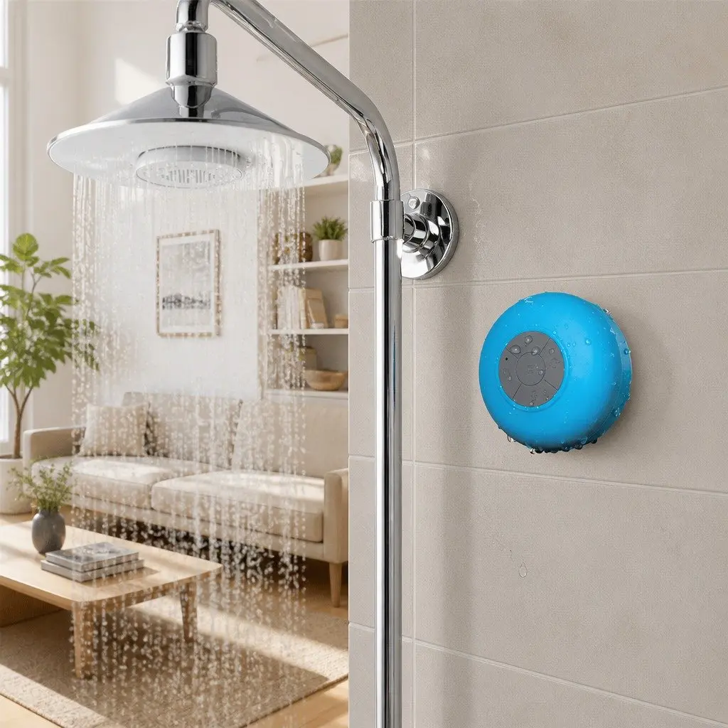 Portable Bluetooth Speaker Blue Waterproof Suction Cup Hands-Free