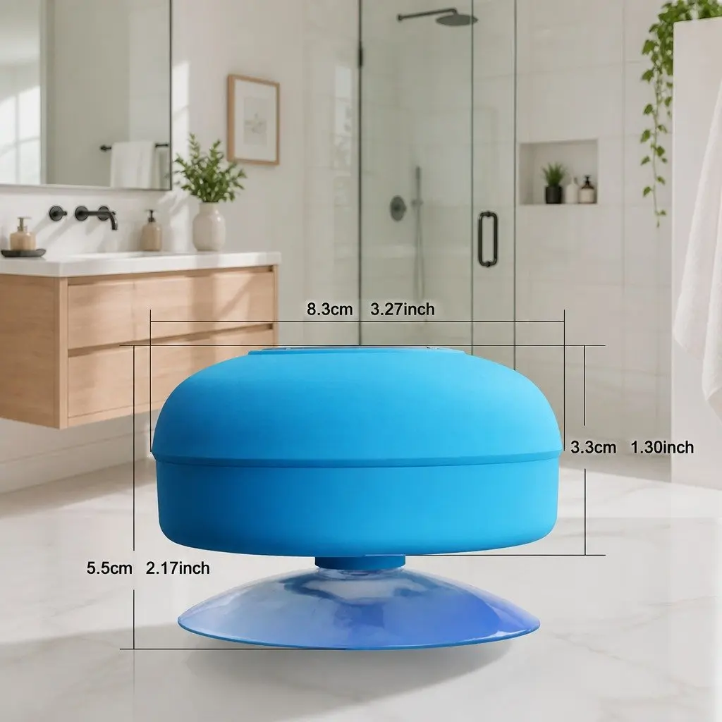 Portable Bluetooth Speaker Red Mini Suction Cup Waterproof Hands-Free