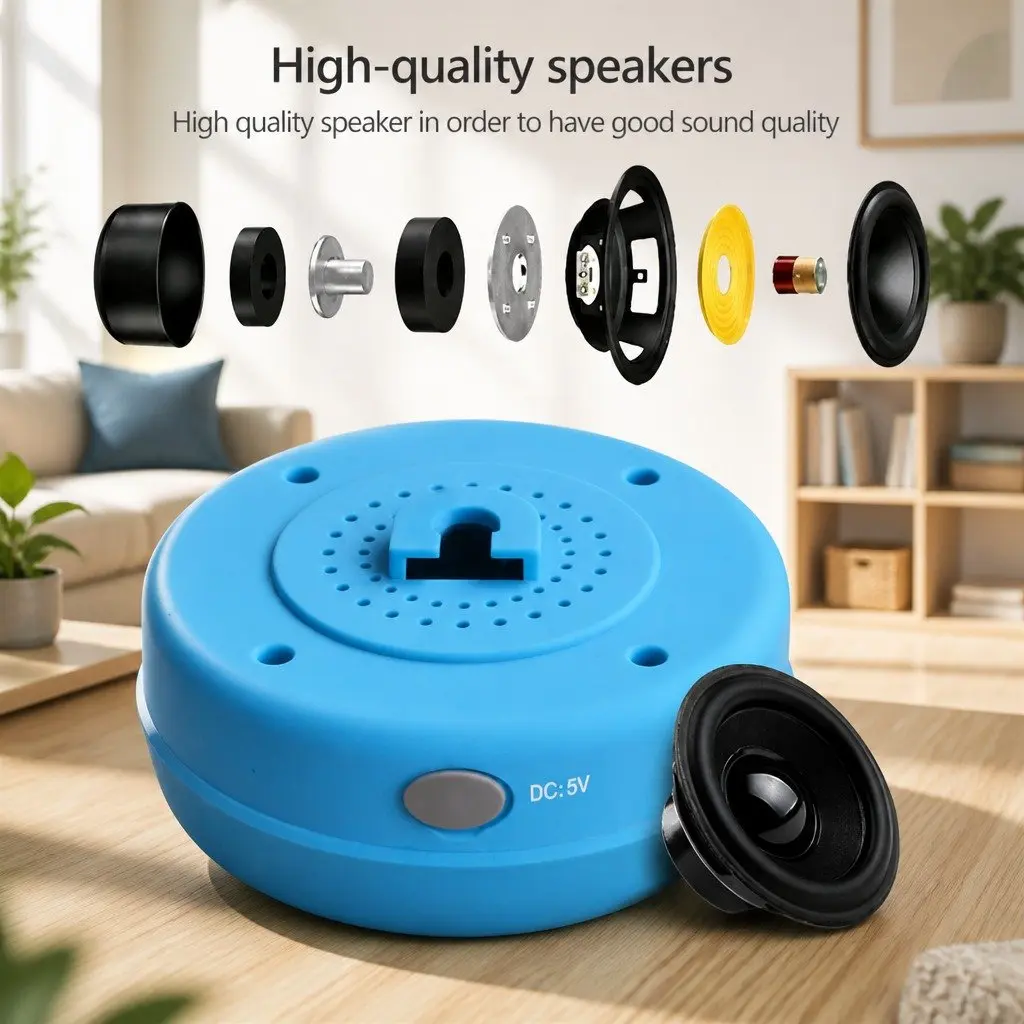 Portable Bluetooth Speaker White Waterproof Suction Cup Hands-Free Music Player