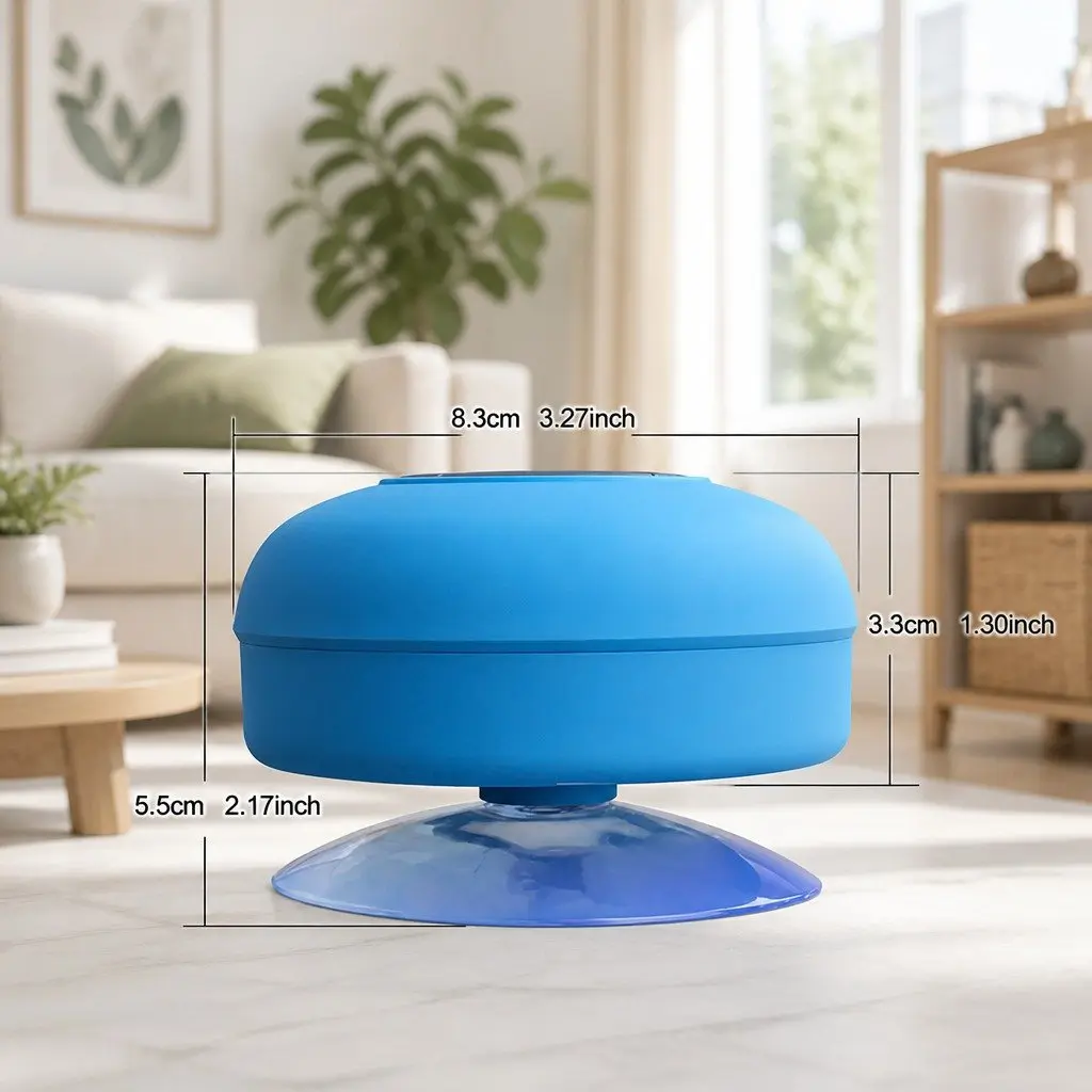 Portable Bluetooth Speaker White Waterproof Suction Cup Hands-Free Music Player