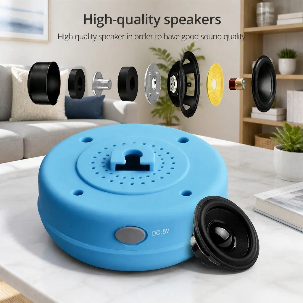 Bluetooth Speaker Yellow Suction Cup Mount Waterproof Hands-Free Music Player