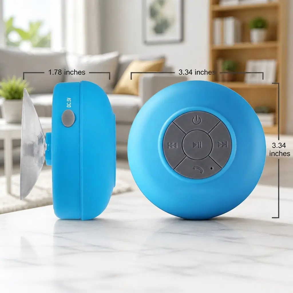 Bluetooth Speaker Yellow Suction Cup Mount Waterproof Hands-Free Music Player