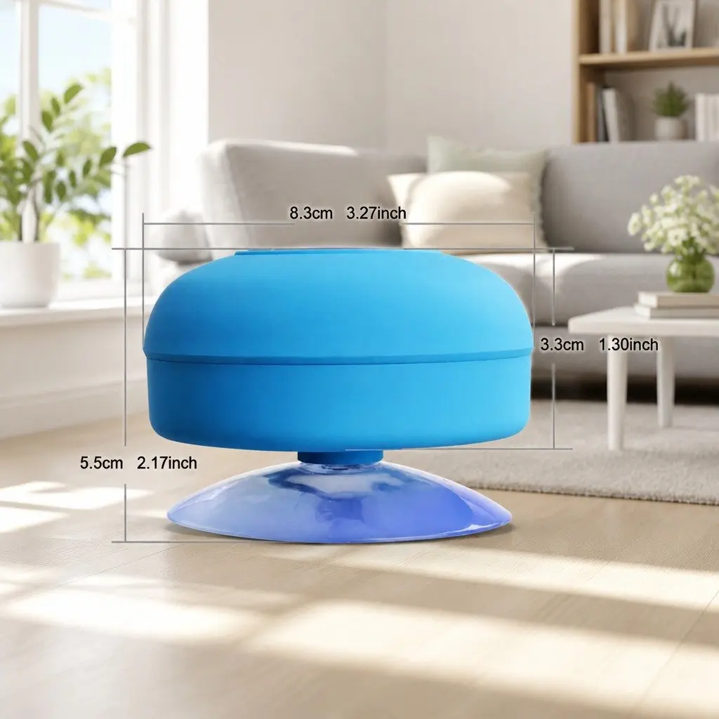 Bluetooth Speaker Yellow Suction Cup Mount Waterproof Hands-Free Music Player