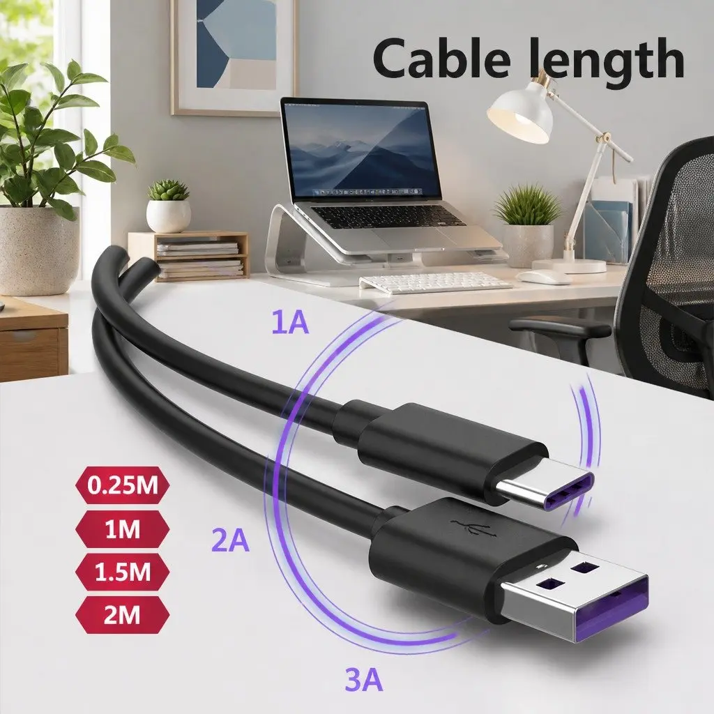 USB to USB-C Fast Charging Cable For Samsung Huawei Android Devices