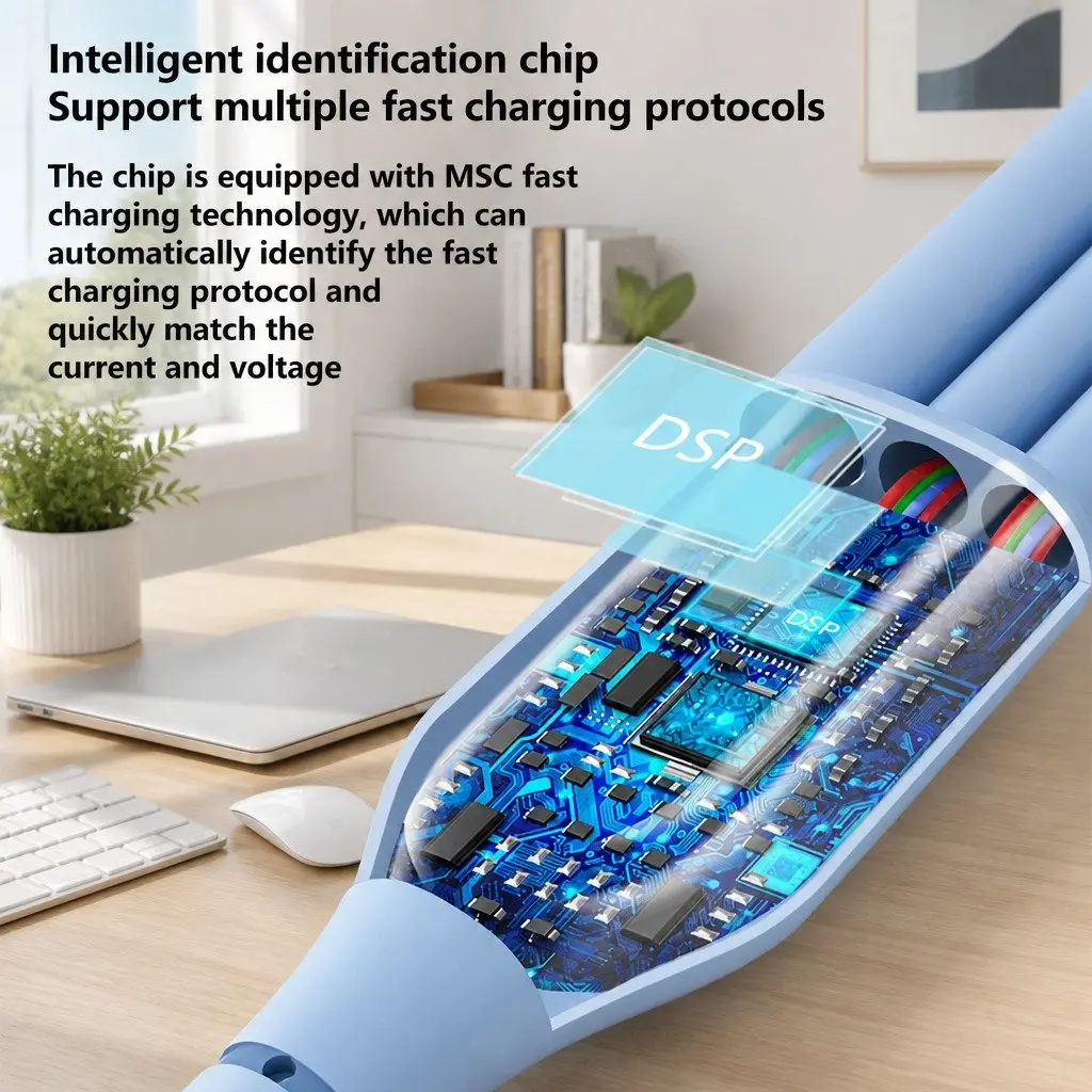 66W Fast Charging Three-in-One Cable Elbow Liquid Silicone Connector Data