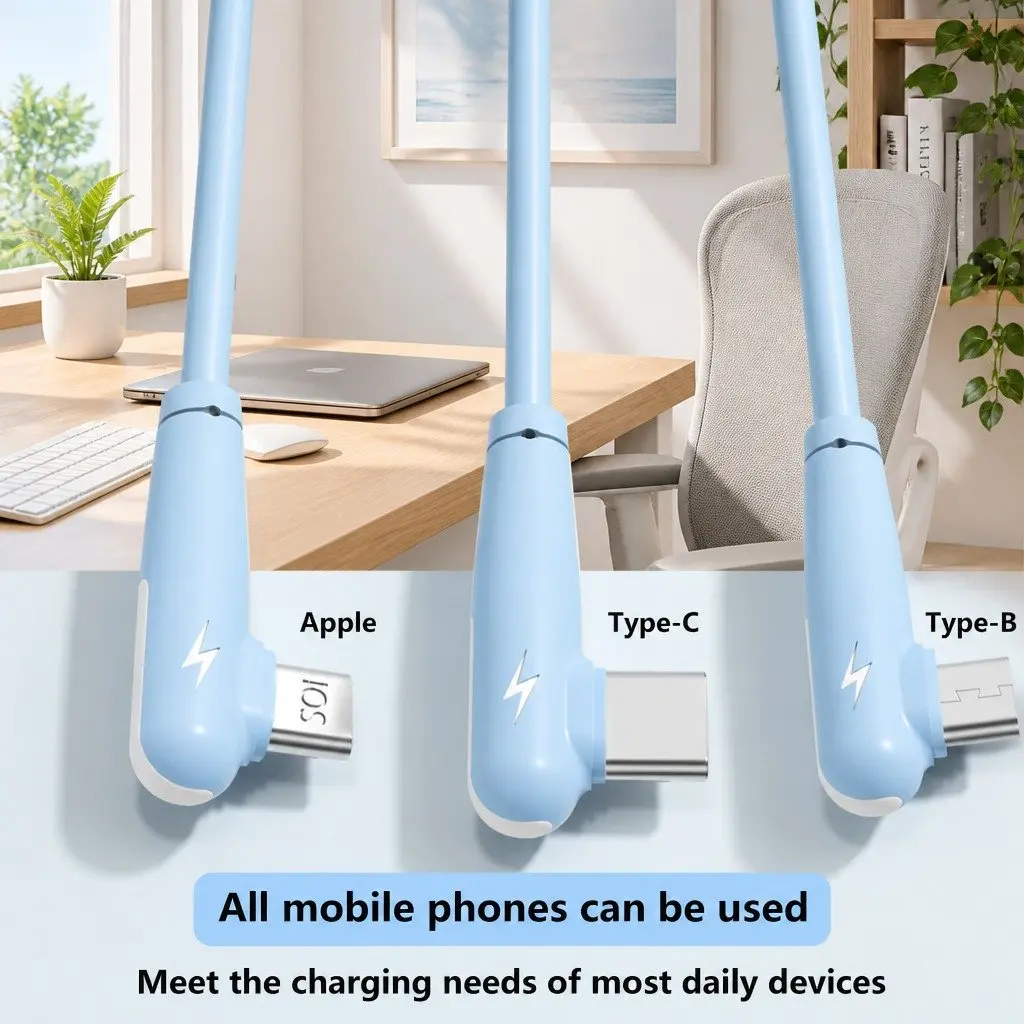 66W Fast Charging Three-in-One Cable Elbow Liquid Silicone Connector Data
