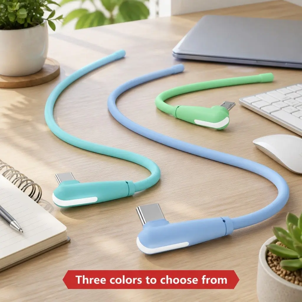 66W Fast Charging Three-in-One Cable Elbow Liquid Silicone Connector Data