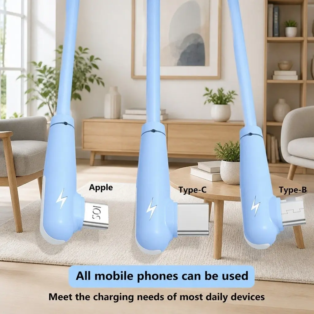 66W Fast Charging Three-in-One Data Cable Elbow Liquid Silicone Blue