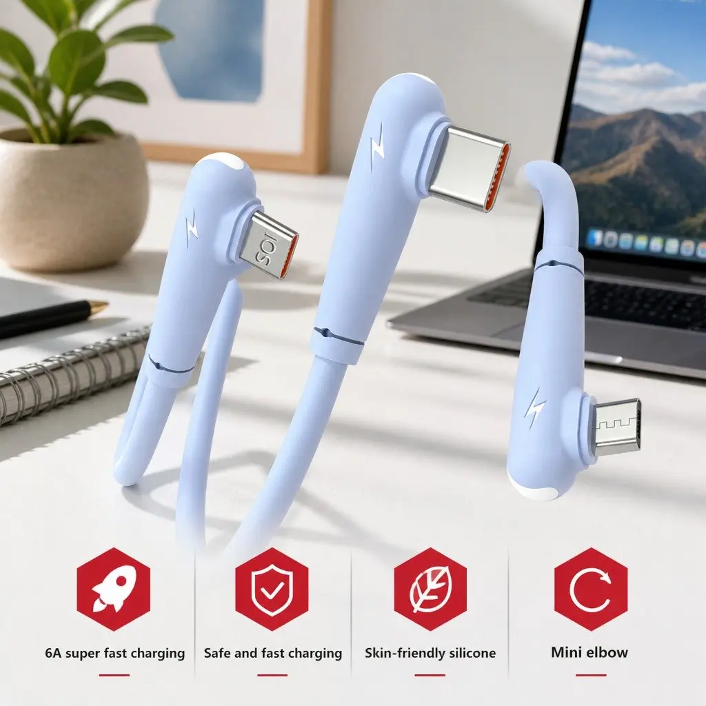 Elbow Three-in-One Fast Charging Data Cable Liquid Silicone Green
