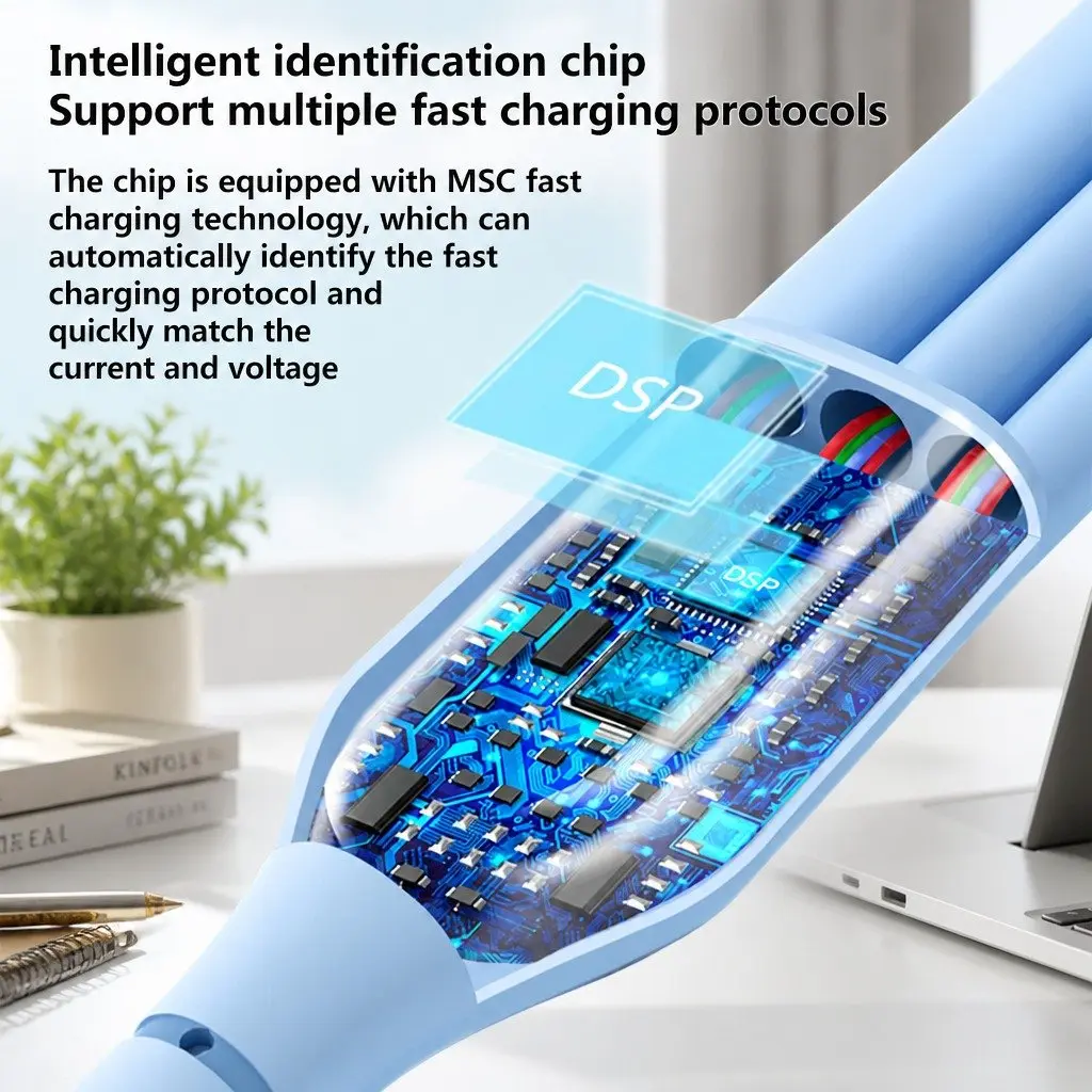 Elbow Three-in-One Fast Charging Data Cable Liquid Silicone Green