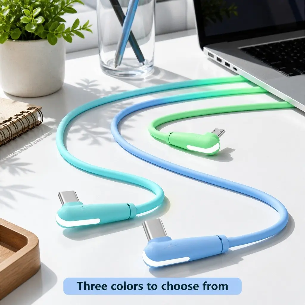 Elbow Three-in-One Fast Charging Data Cable Liquid Silicone Green