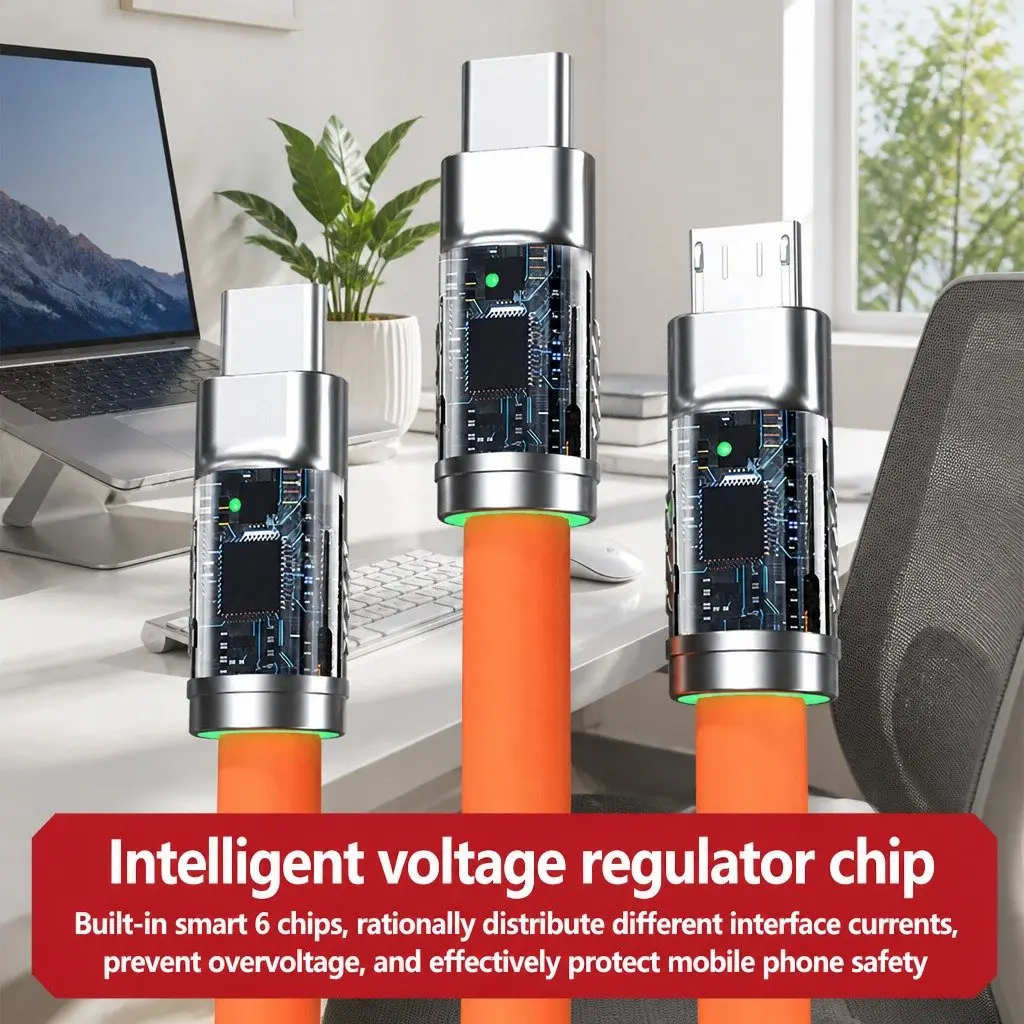 120W Fast Charging Cable Three-in-One Universal Data Line Green