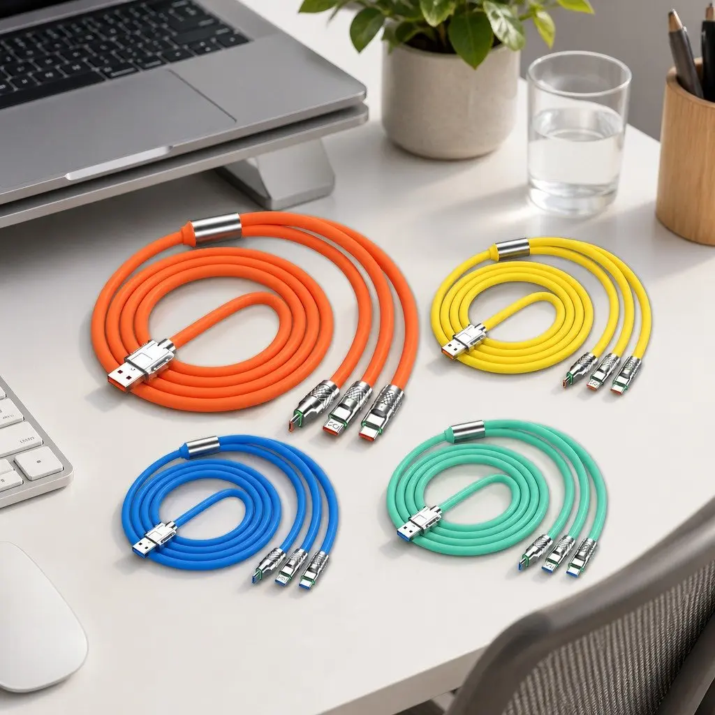 120W Fast Charging Cable Three-in-One Universal Data Line Green
