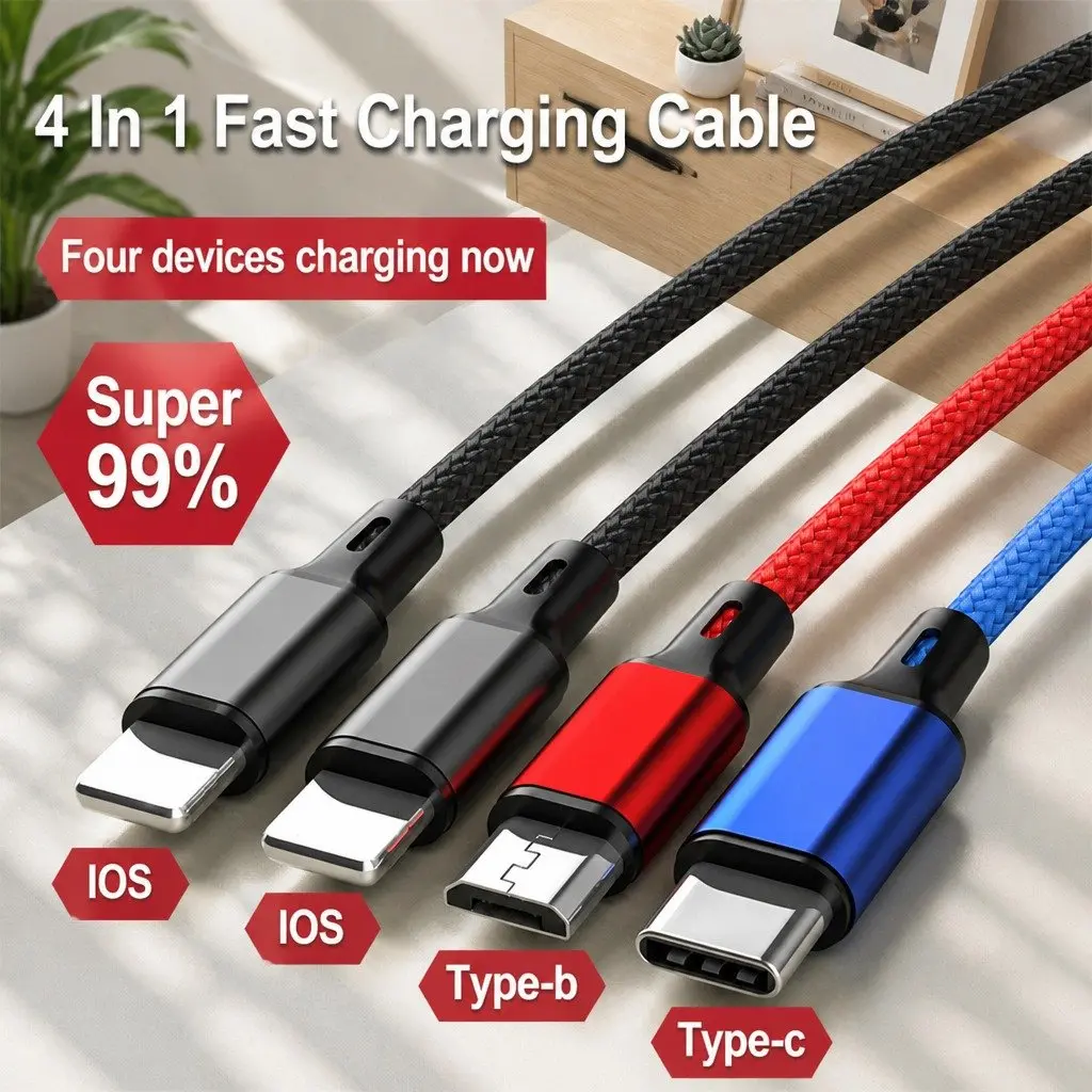 4-in-1 USB Cable for Quick Charging