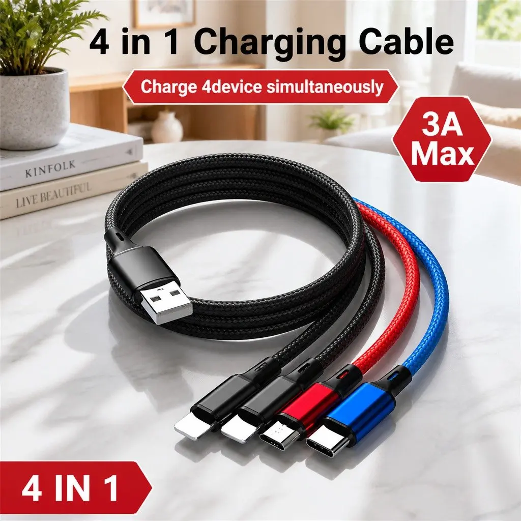 4-in-1 USB Cable for Quick Charging