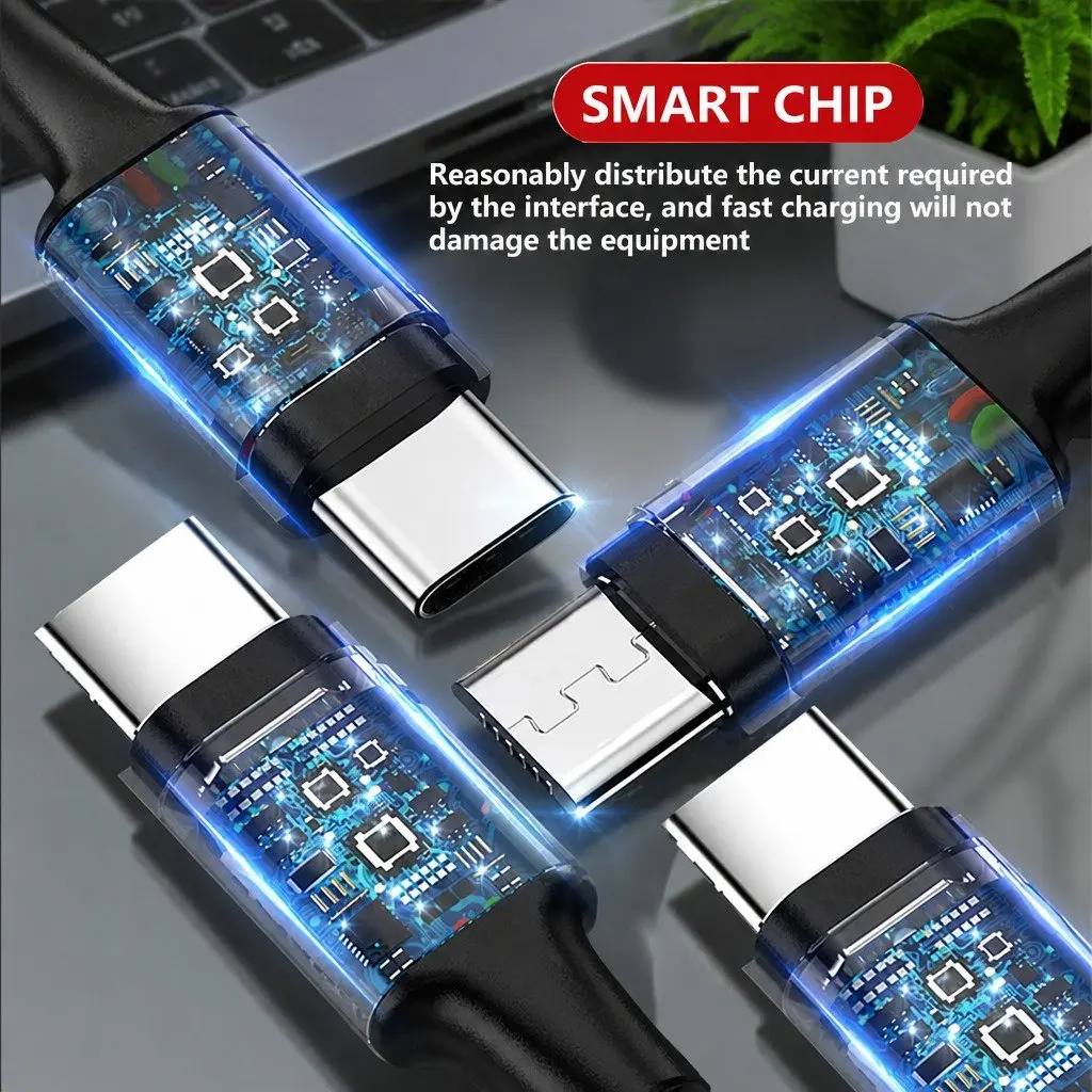 4-in-1 USB Charging Cable Nylon Woven Super Fast Charge Multi Device Connector