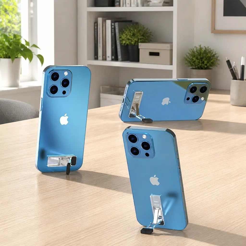 Metal Phone Holder Silver Portable Folding Adjustable Multi-Function