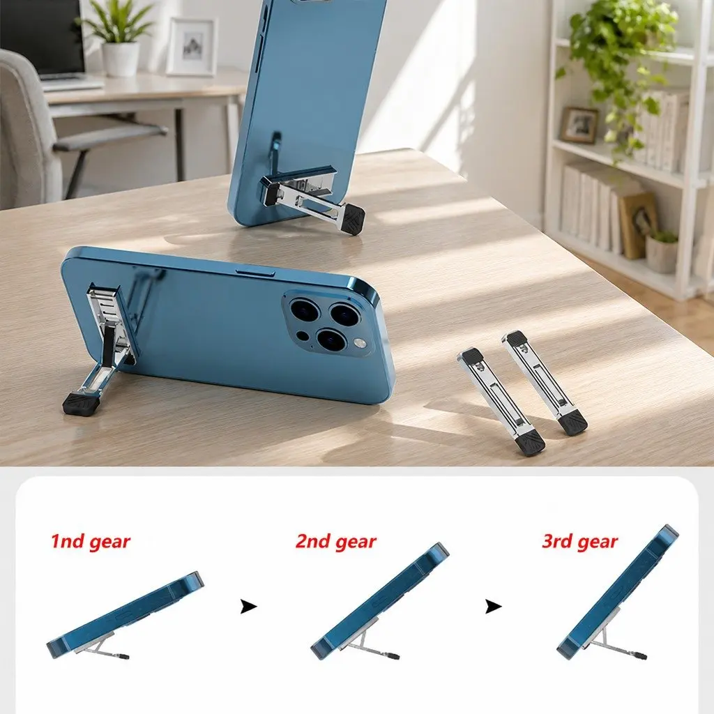 Metal Phone Holder Silver Portable Folding Adjustable Multi-Function
