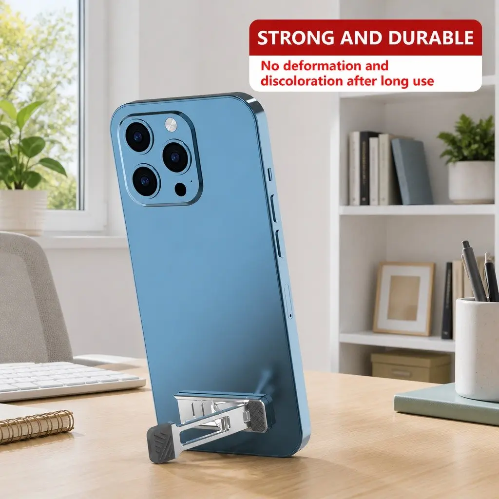 Metal Phone Holder Silver Portable Folding Adjustable Multi-Function
