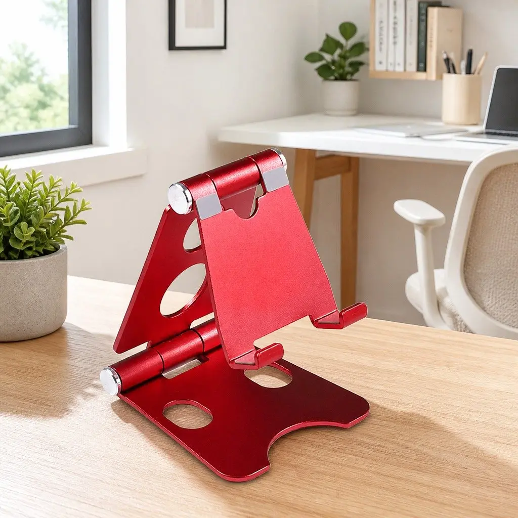 Portable Foldable Phone Holder Red 10X8X6cm Multi-Function Adjustable Stand