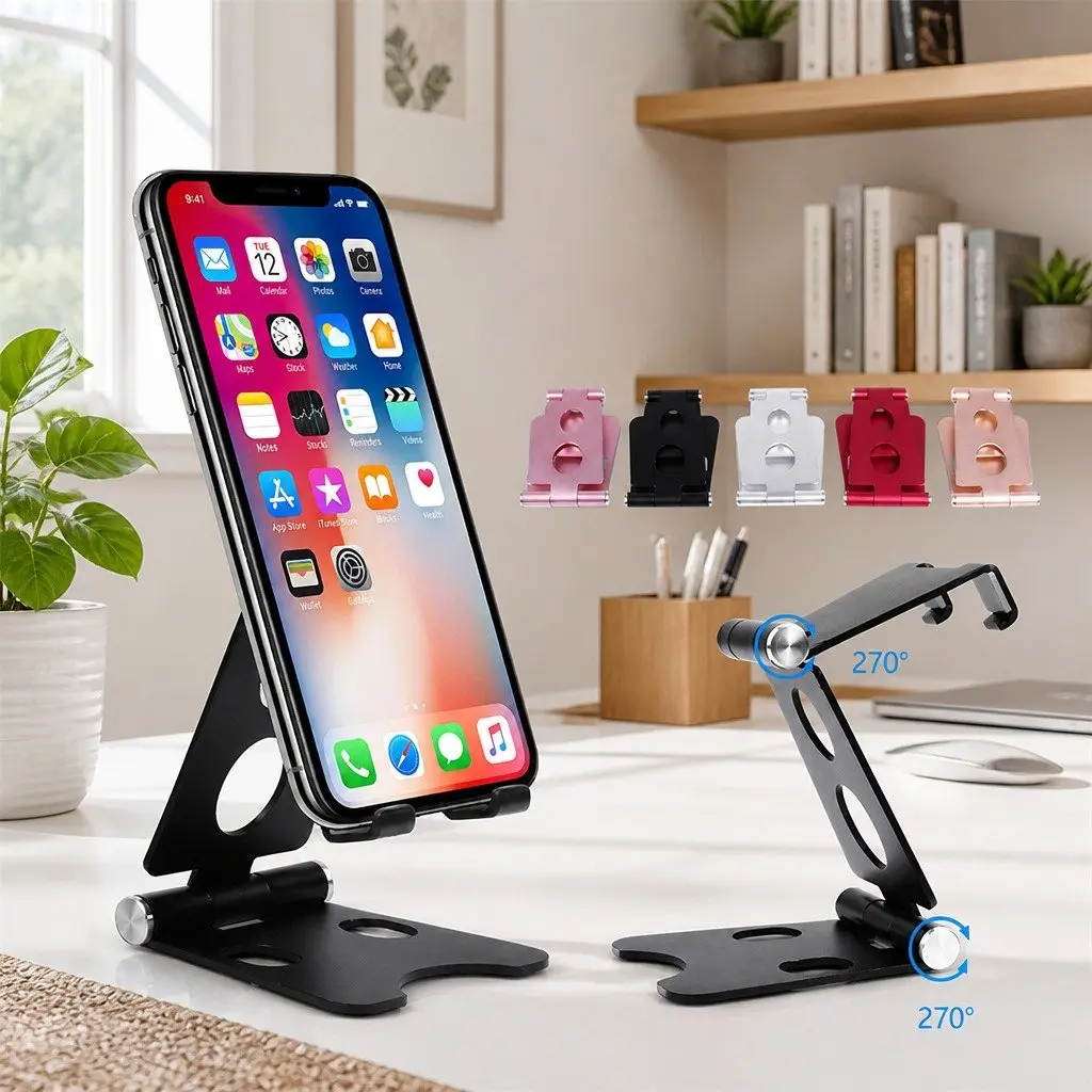 Portable Foldable Phone Holder Red 10X8X6cm Multi-Function Adjustable Stand