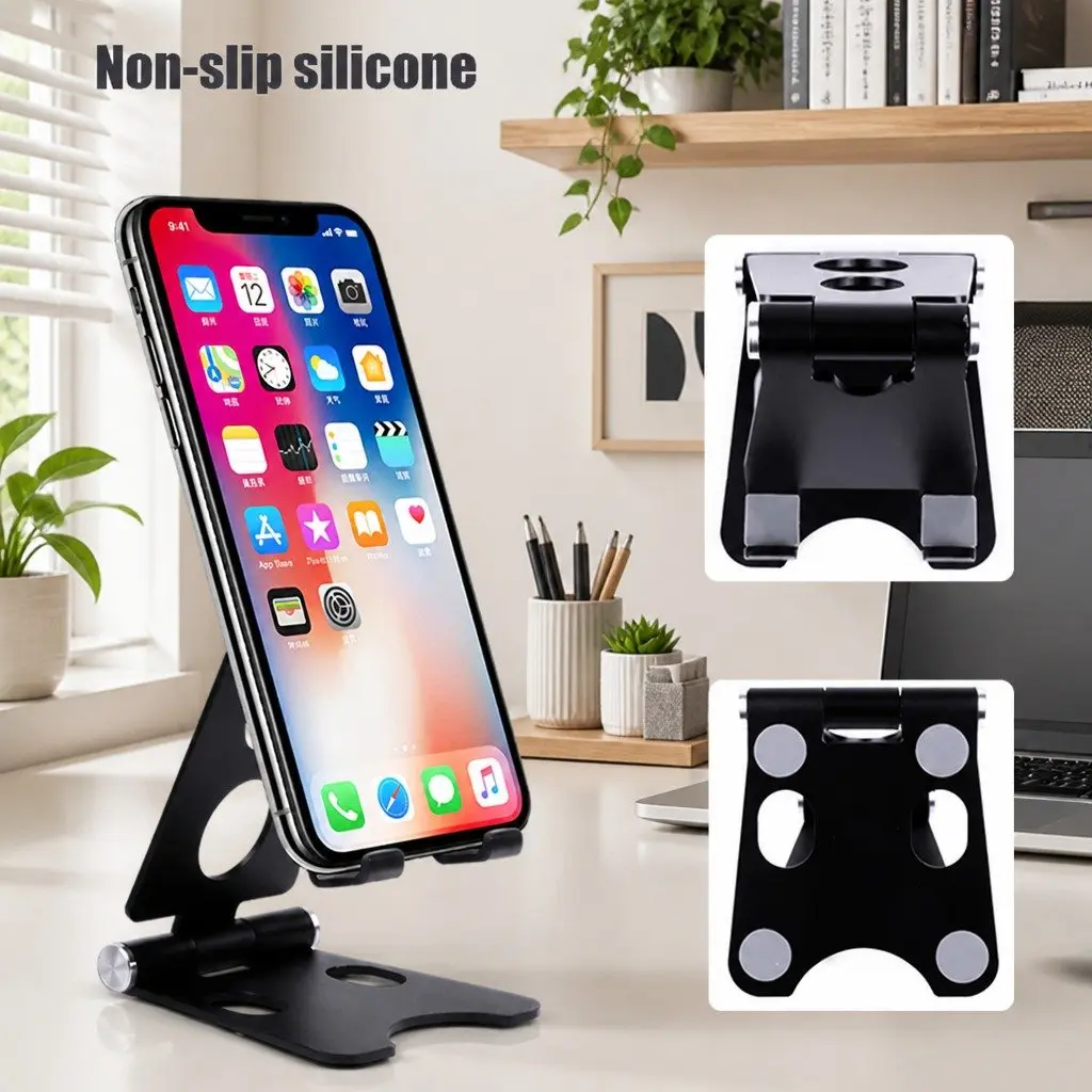 Portable Foldable Phone Holder Red 10X8X6cm Multi-Function Adjustable Stand